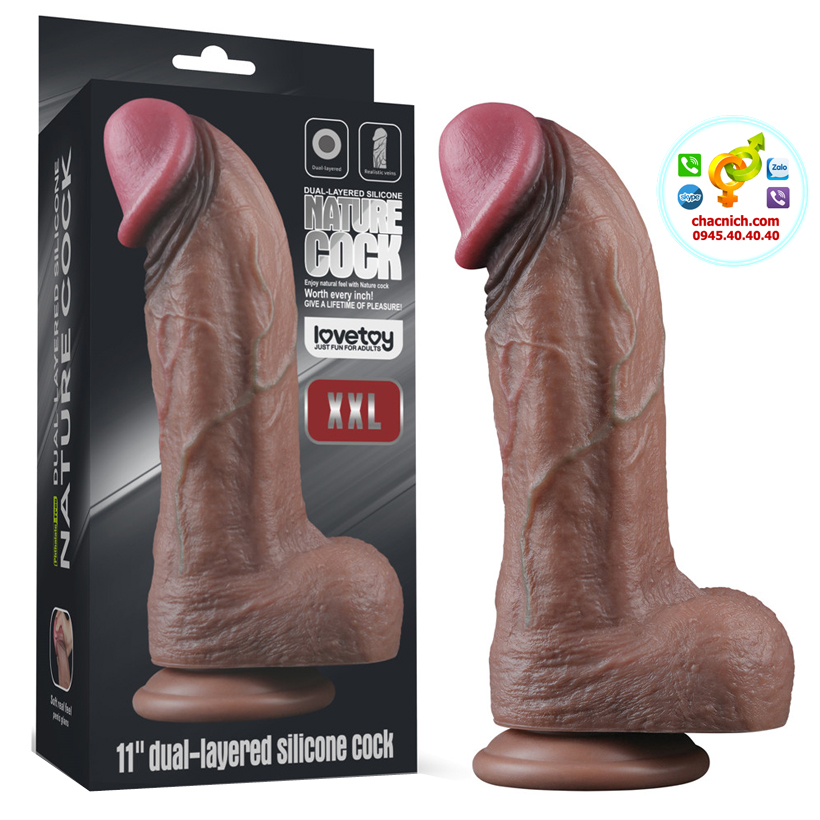 Sex toy nữ siêu khủng 11 Inch Dual Layered Silicone Cock XXL