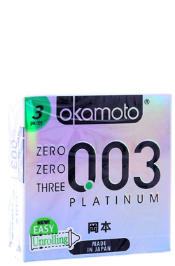 Bao Cao Su Okamoto Platinum 0.03 Cực siêu mỏng và phát sáng ánh bạch kim