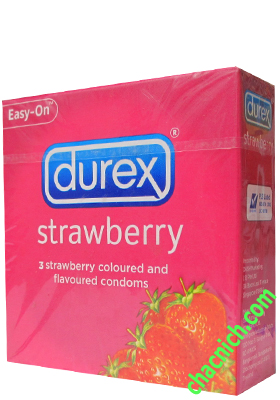 Bao Cao Su Hương Dâu Durex Strawberry chính  hãng