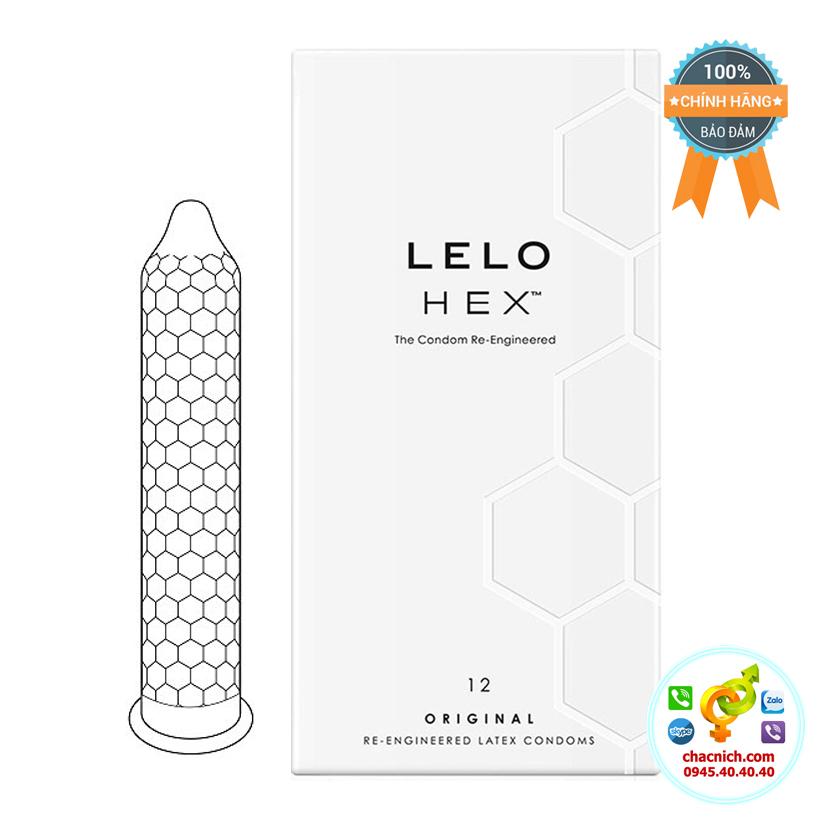 Hộp 12 bao cao su cao cấp tương lai Lelo Hex Condoms