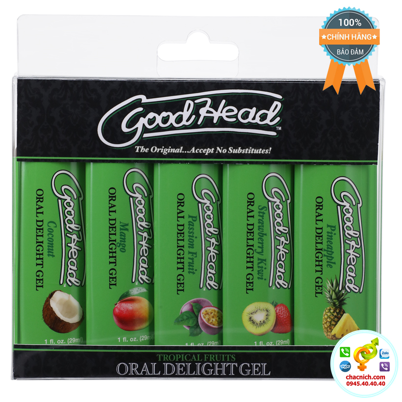 Bộ 5 Hương vị Dừa Dâu Dứa Kiwi GoodHead Oral Delight Gel Tropical Fruits (GH4)