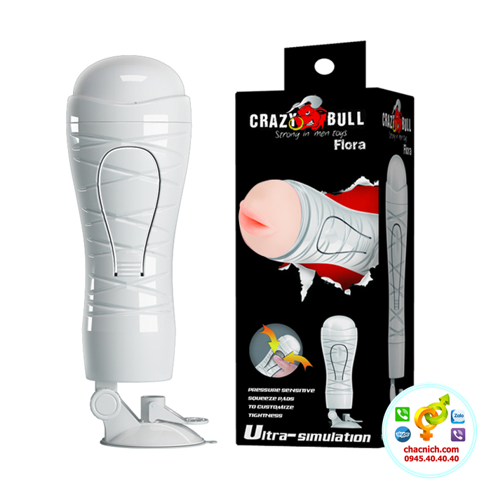 Máy rung Oral sex dành cho nam giới giải tỏa sinh lý crazy bull flora
