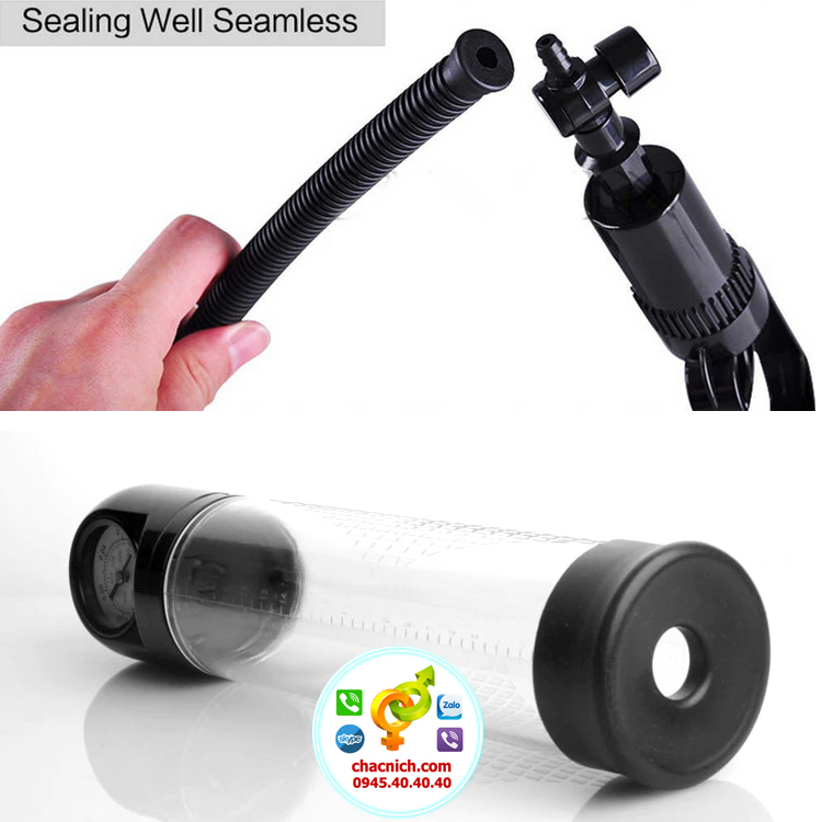 Máy Tập To Và Dài Cậu Nhỏ Có Đồng Hồ Đo Áp Xuất Men Penis Pump