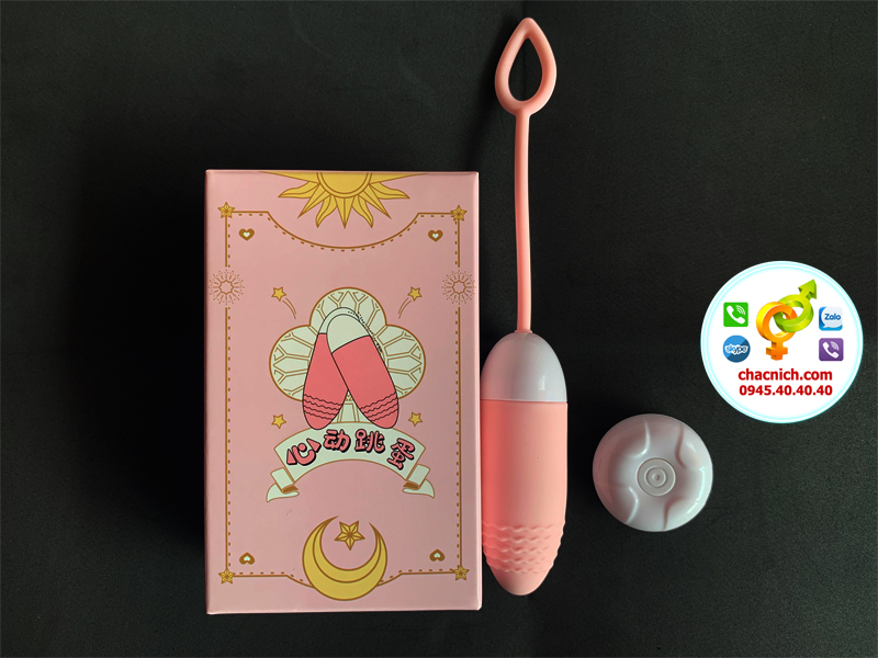 trứng rung màu hồng 10 chế độ rung và có gân trên thân trứng